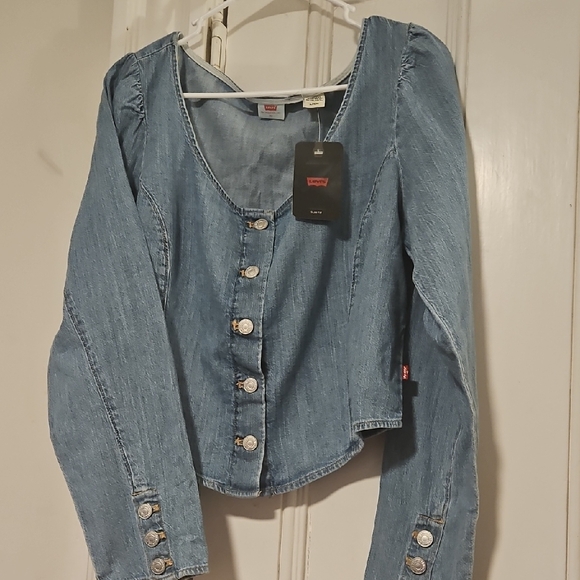 Levi's Denim Blue Women's Button-Down Blouse - Picture 1 of 2